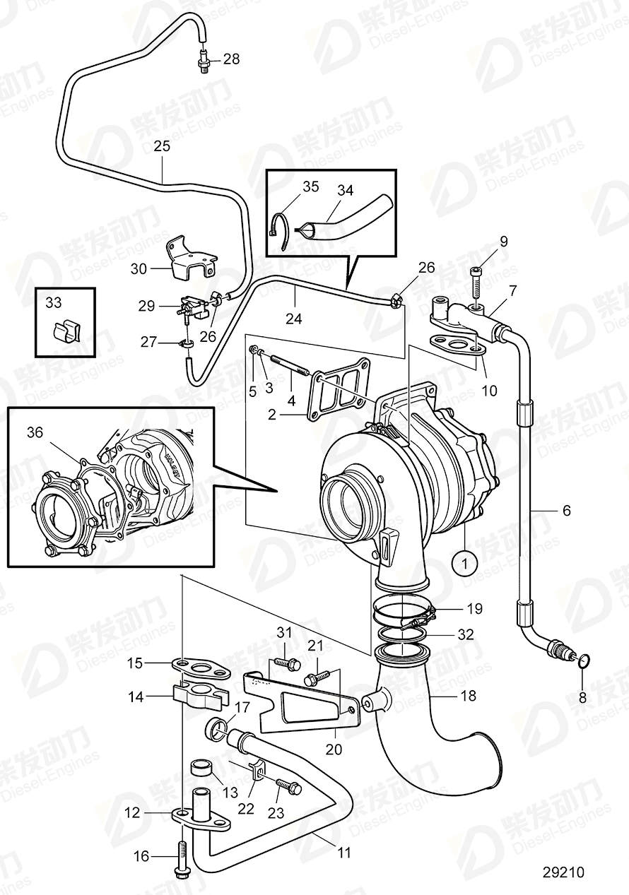 volvo penta Connecting pipe 22322833 Drawing volvo penta Connecting pipe 22322833 Drawing